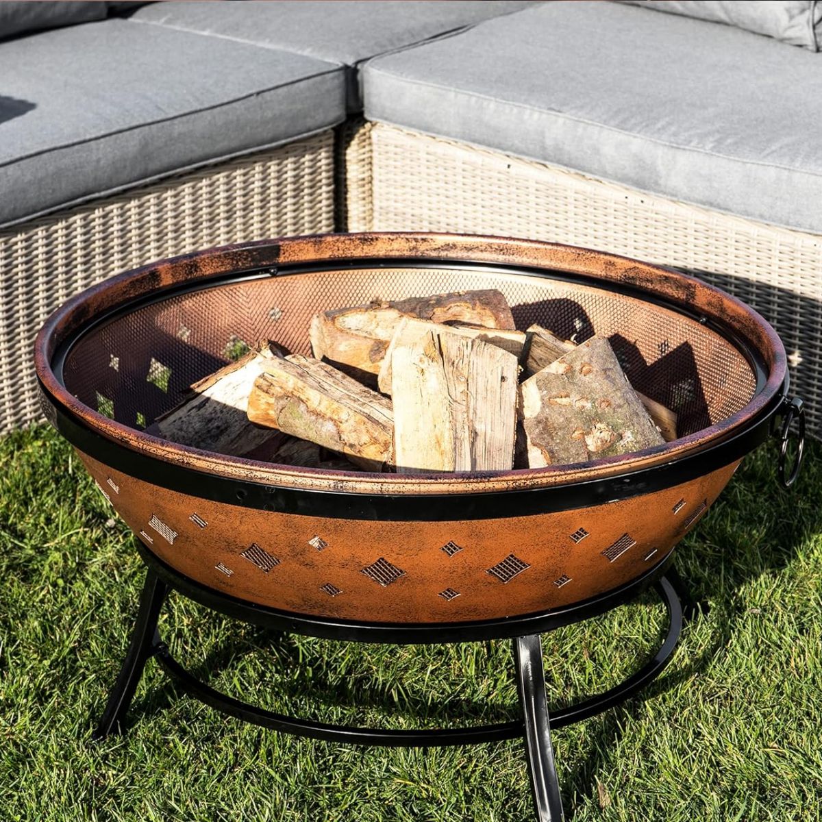 Teamson Home Large Round Wood Burning Fire Pit Steel Fire Pit